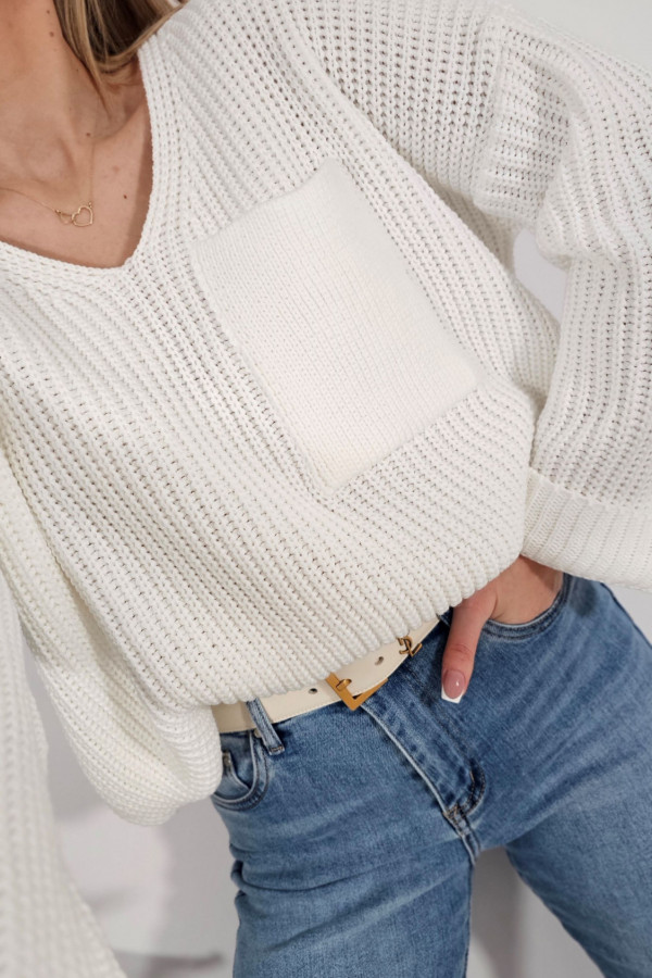 Sweter z kieszonką Alan biały
