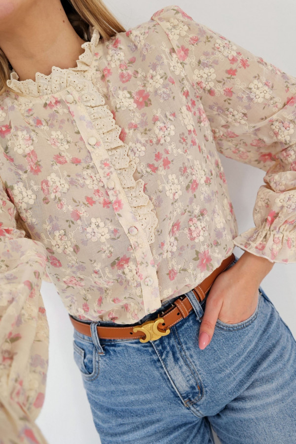 Koszula jasny beż w różowe kwiatuszki Zoella