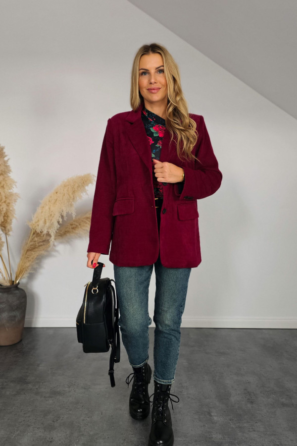 Marynarka prosta oversize BLEZER COAT bordo