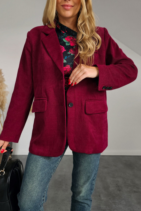 Marynarka prosta oversize BLEZER COAT bordo 4