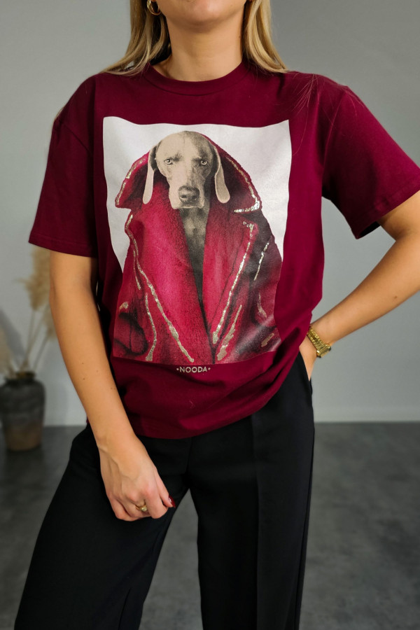 T-shirt DOG bordowy 1