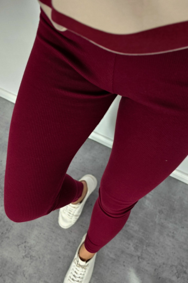 Legginsy prążkowane PUSH UP bordo