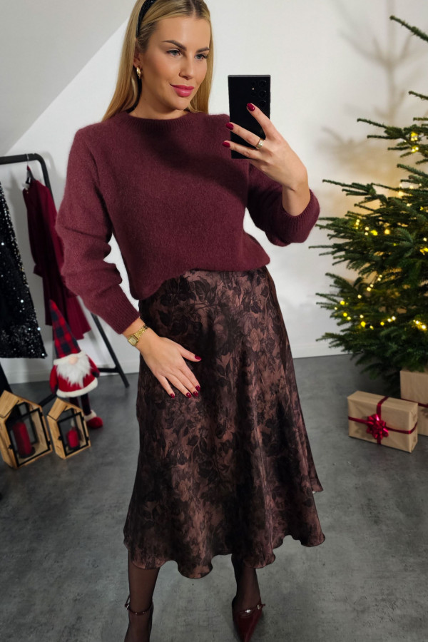 Sweter angora z wełną zgaszony bordo 2