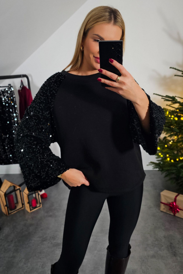 Bluza z cekinami SPARKLE czarna 2