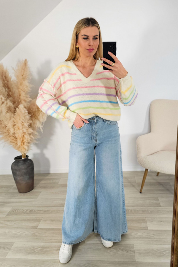 Sweter BISOUS pastelowe paski 3