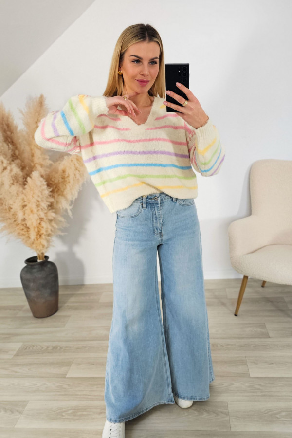 Sweter BISOUS pastelowe paski 4
