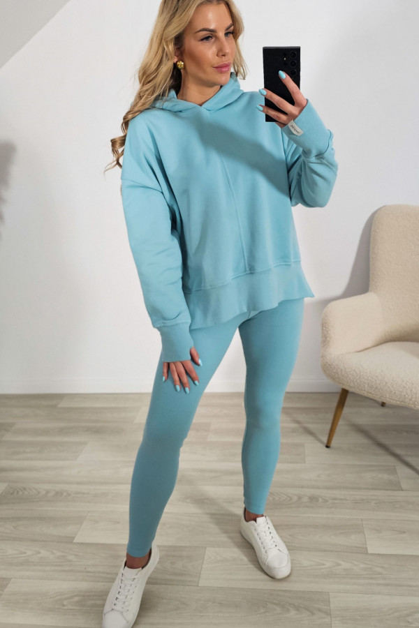 Bluza oversize z kapturem COMFORT zgaszony błękit 1