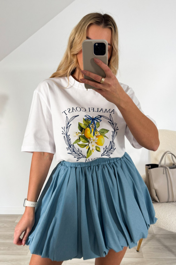 Spódnica bombka SARA w kolorze jeansu 4