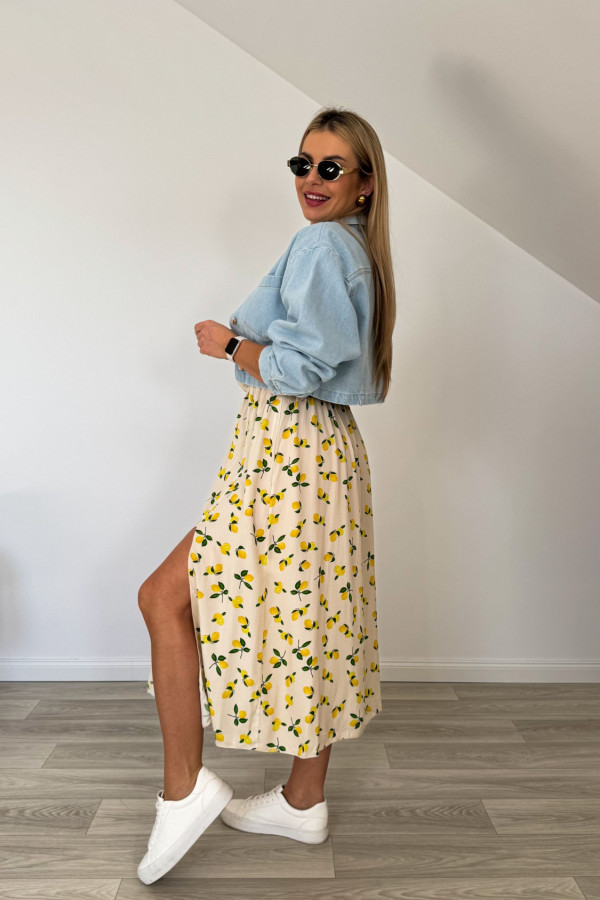 Sukienka wiskozowa SUMMER kremowa w cytryny 1