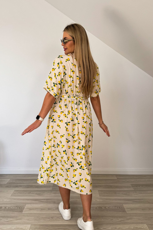Sukienka wiskozowa SUMMER kremowa w cytryny 5