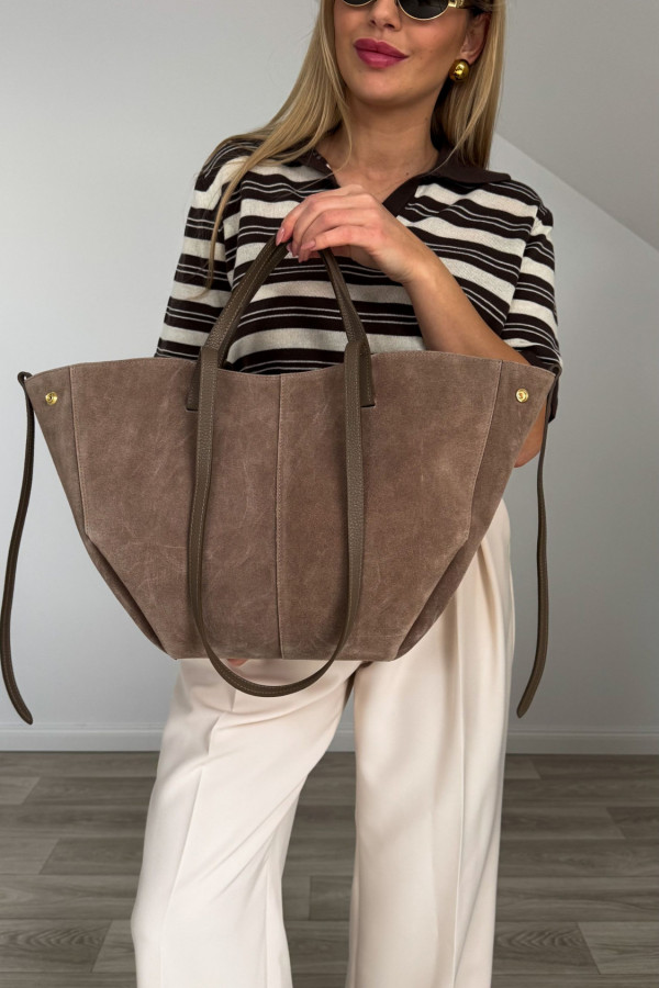Torebka SHOPPER maxi skóra zamszowa fango