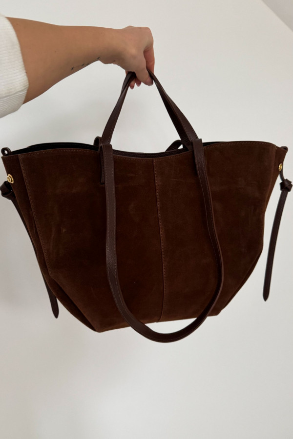 Torebka SHOPPER maxi skóra zamszowa czekolada 1