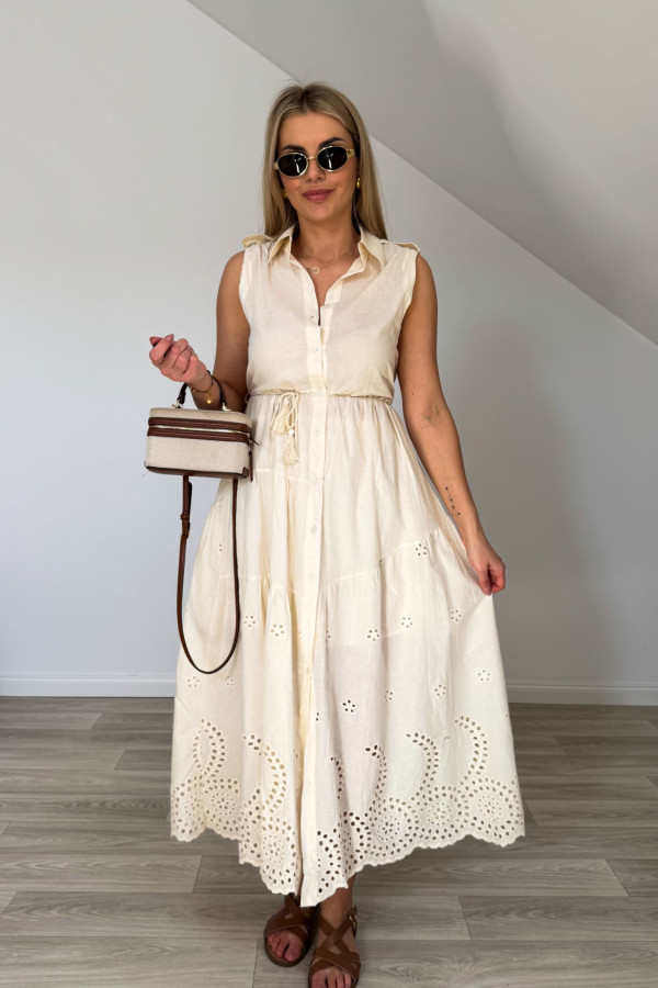 Sukienka midi kremowa DAISY