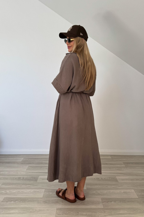 Sukienka szmizjerka muślinowa AGNES fango 6