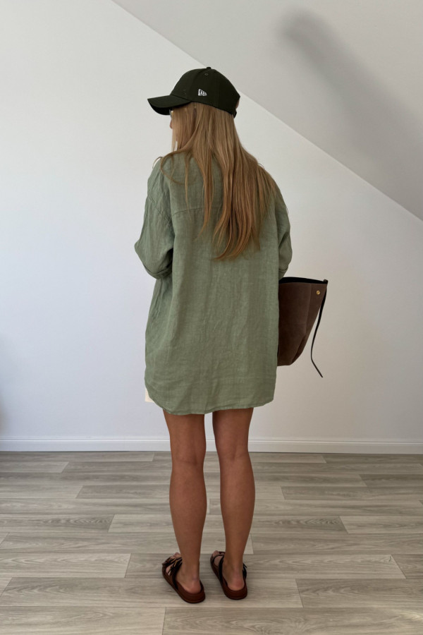 Koszula lniana SAMALA matcha 4