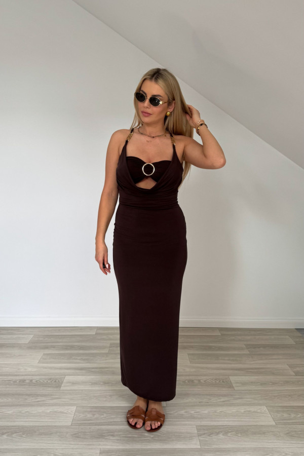 Sukienka SIENNA czekoladowa maxi