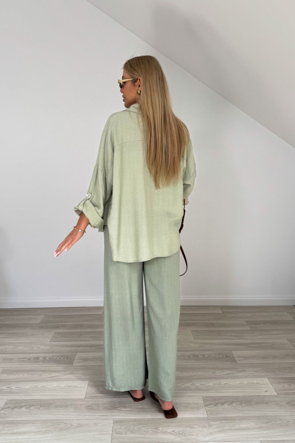 Komplet wiskozowy koszula spodnie MARSYLIA matcha 5