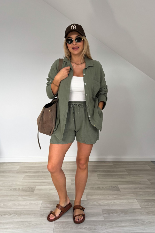 Komplet muślinowy AMBER khaki 1