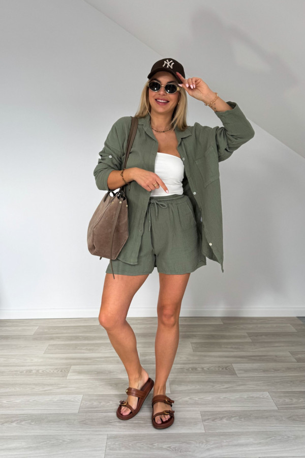 Komplet muślinowy AMBER khaki 2