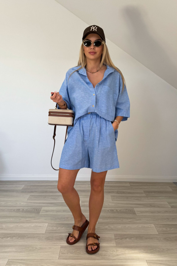 Komplet SANTORINI len z bawełną błękit 1