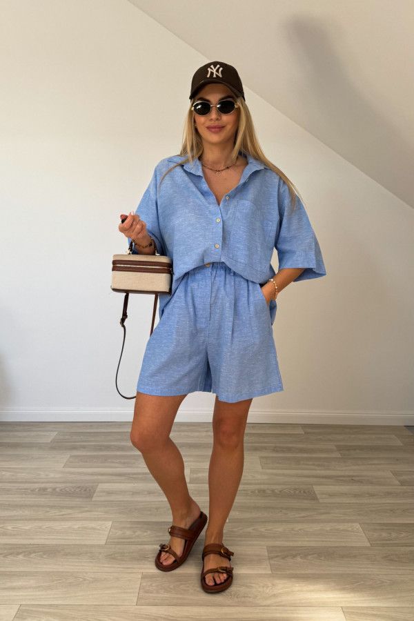 Komplet SANTORINI len z bawełną błękit 2
