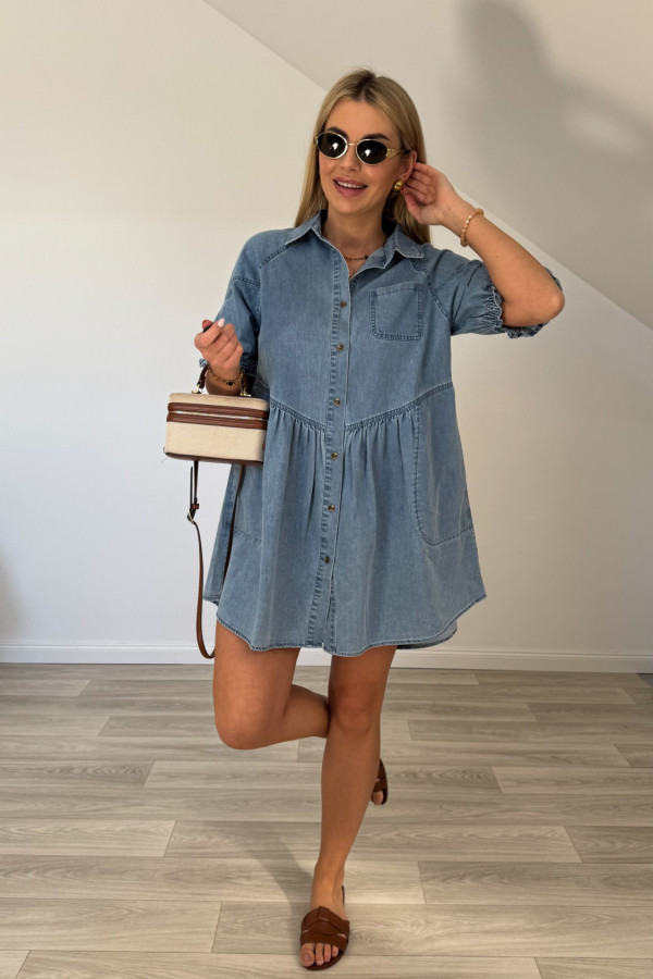 Sukienka o luźnym kroju LIGHT DENIM