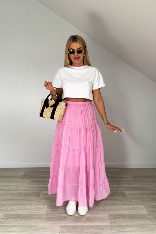 Spódnica bawełniana maxi TWIN róż