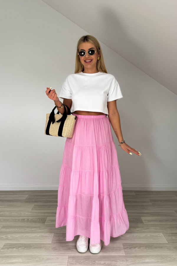 Spódnica bawełniana maxi TWIN róż 2