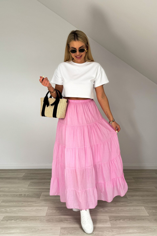 Spódnica bawełniana maxi TWIN róż 3