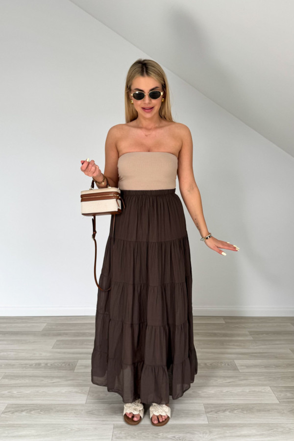Spódnica bawełniana maxi TWIN czekolada 2
