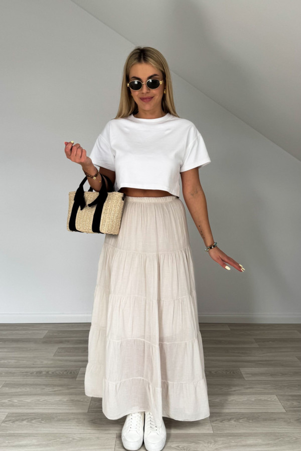 Spódnica bawełniana maxi TWIN beż