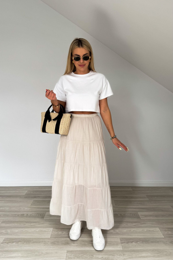Spódnica bawełniana maxi TWIN beż 2