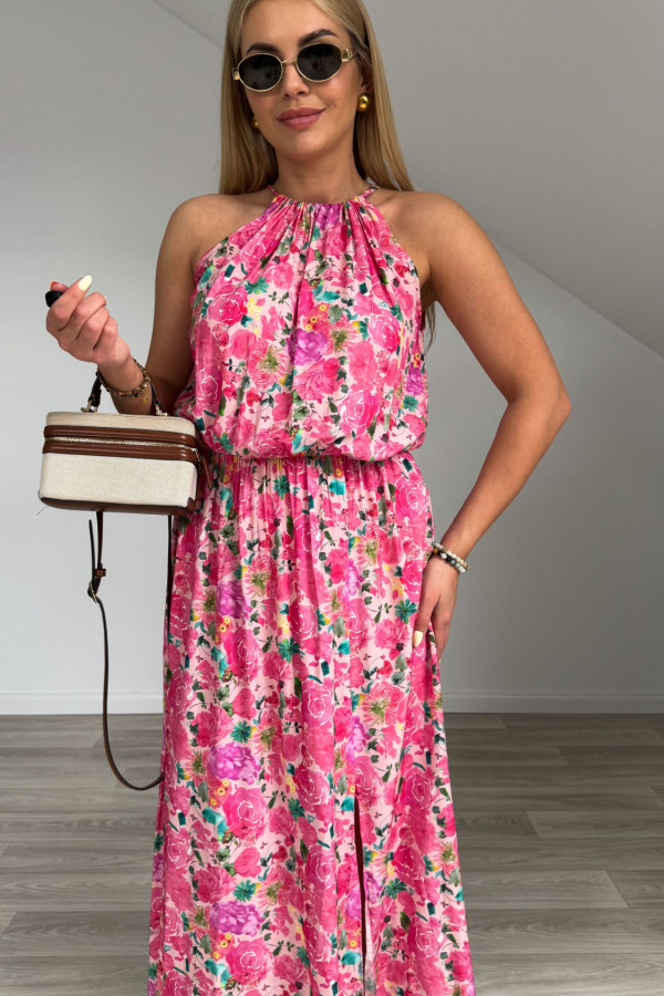 Sukienka FLORA maxi różowa w kwiaty 4