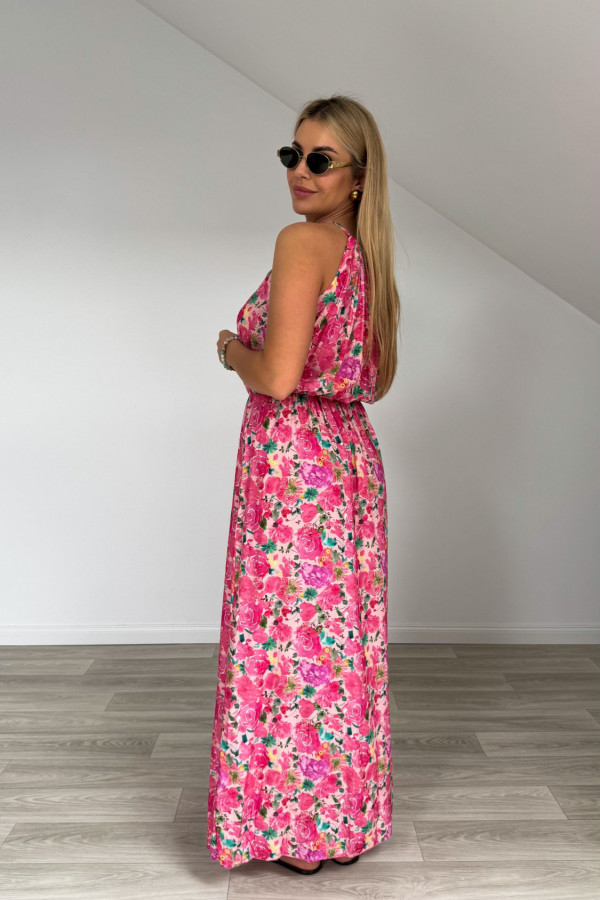 Sukienka FLORA maxi różowa w kwiaty 5