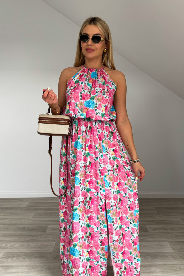 Sukienka FLORA maxi błękitna w kwiaty 3
