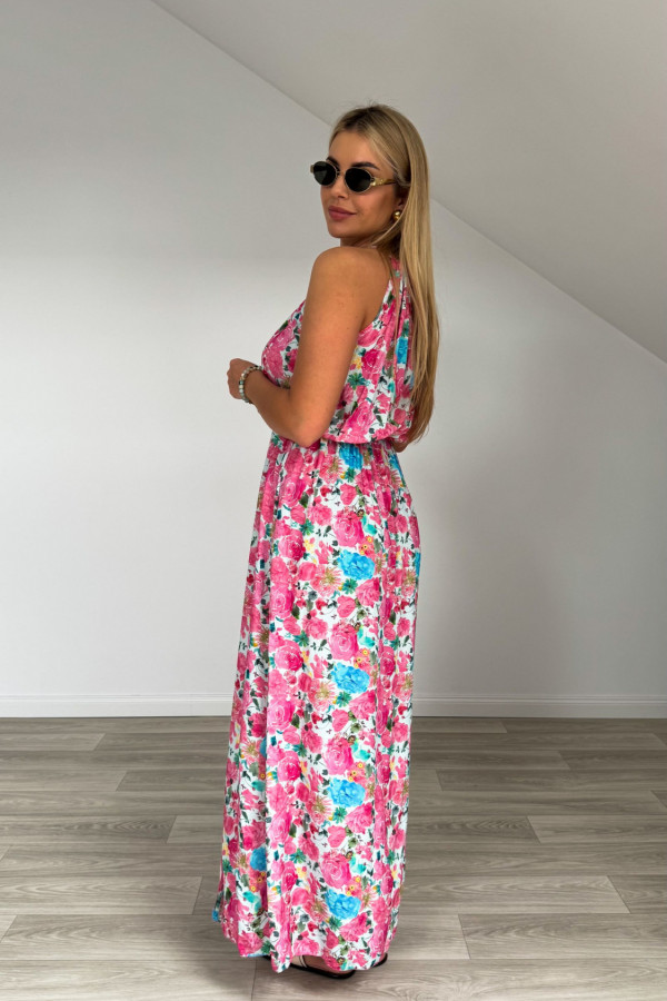 Sukienka FLORA maxi błękitna w kwiaty 4