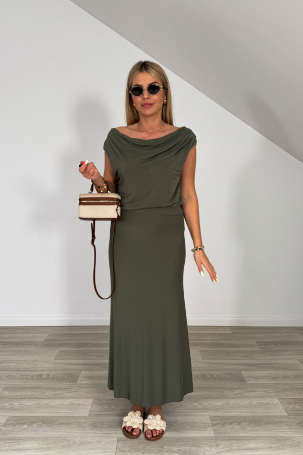 Komplet wiskozowy top i spódnica KENYA khaki 1