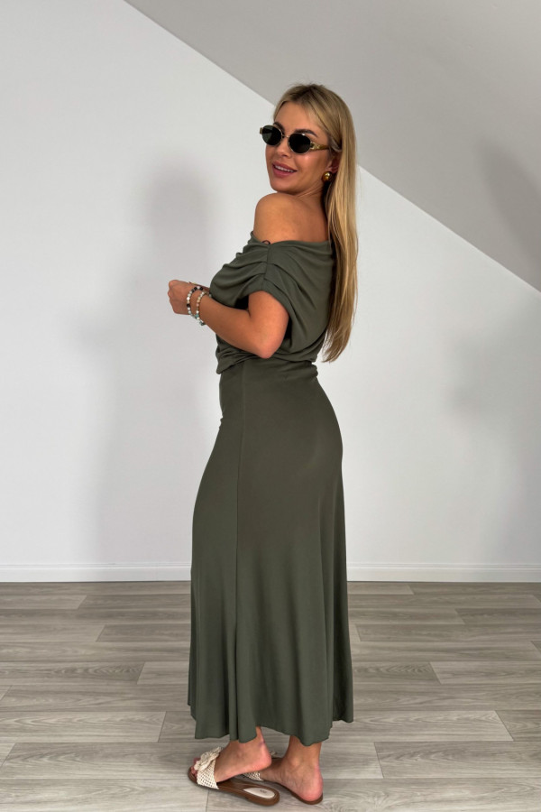 Komplet wiskozowy top i spódnica KENYA khaki 7