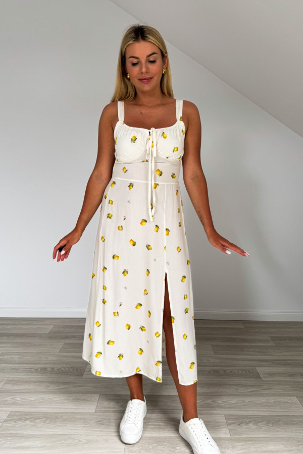 Sukienka CINDY wiskoza kremowa w cytryny 2