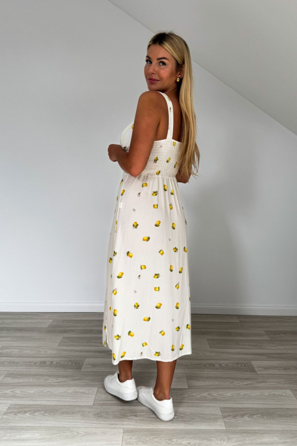 Sukienka CINDY wiskoza kremowa w cytryny 3