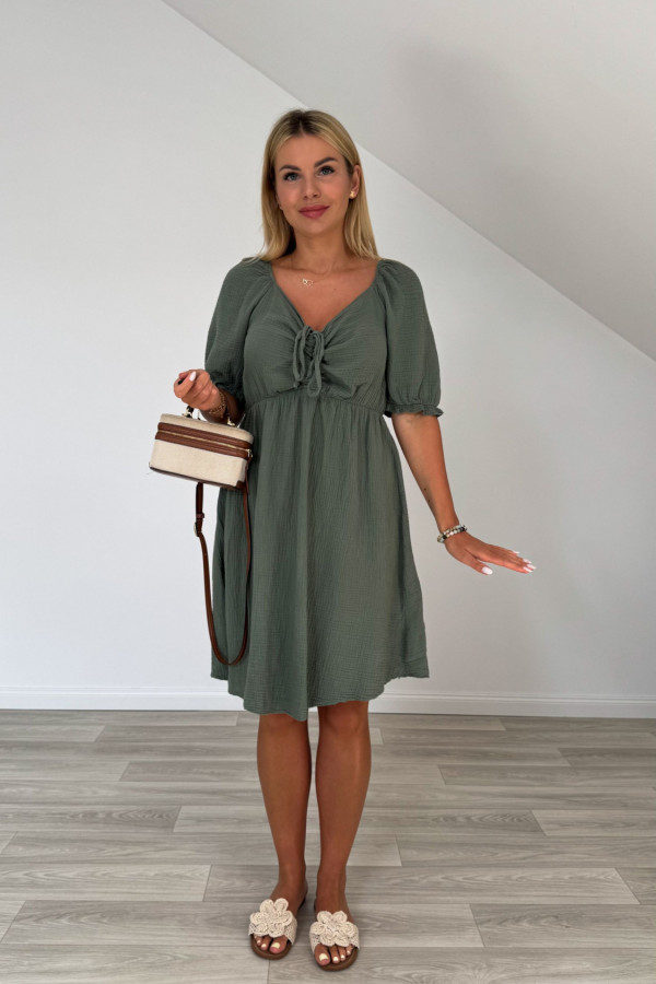 Sukienka muślinowa RITA khaki 2