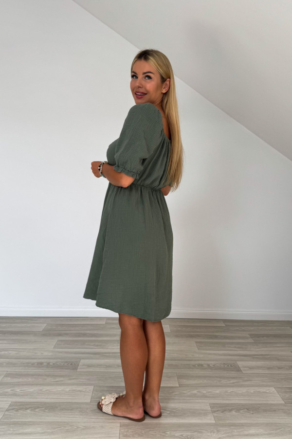 Sukienka muślinowa RITA khaki 4
