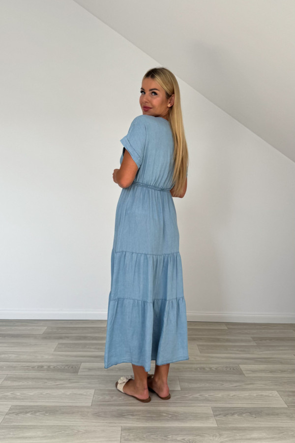Sukienka maxi z różą HANIA błękit 4