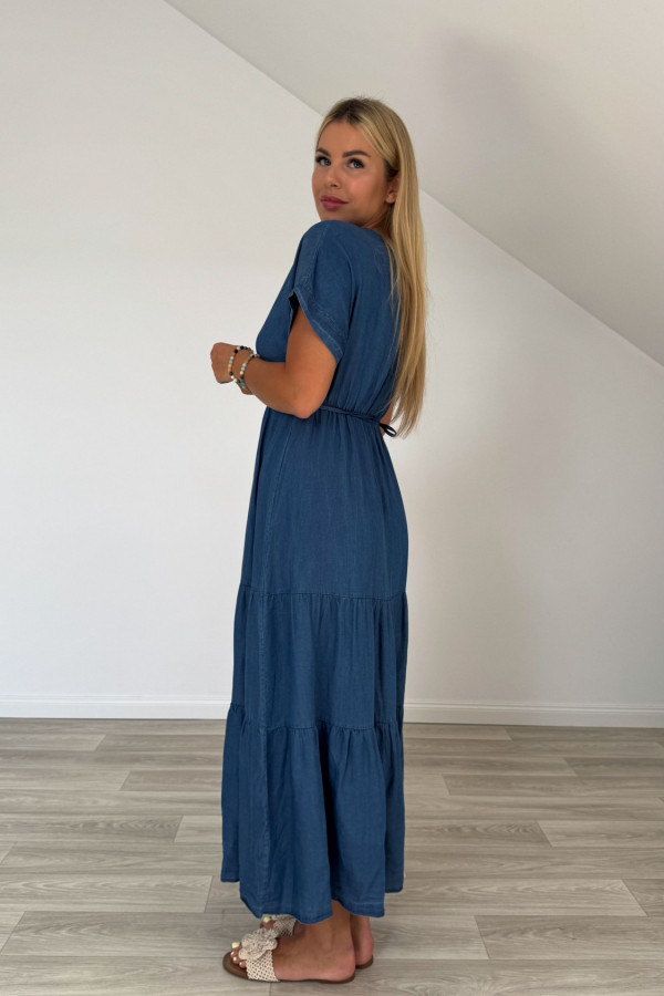 Sukienka maxi z różą HANIA granat 3
