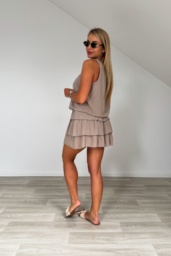 Sukienka wiskozowa HALEY z falbanami taupe 4