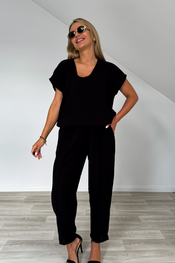 Komplet len z bawełną MARGO czarny 5