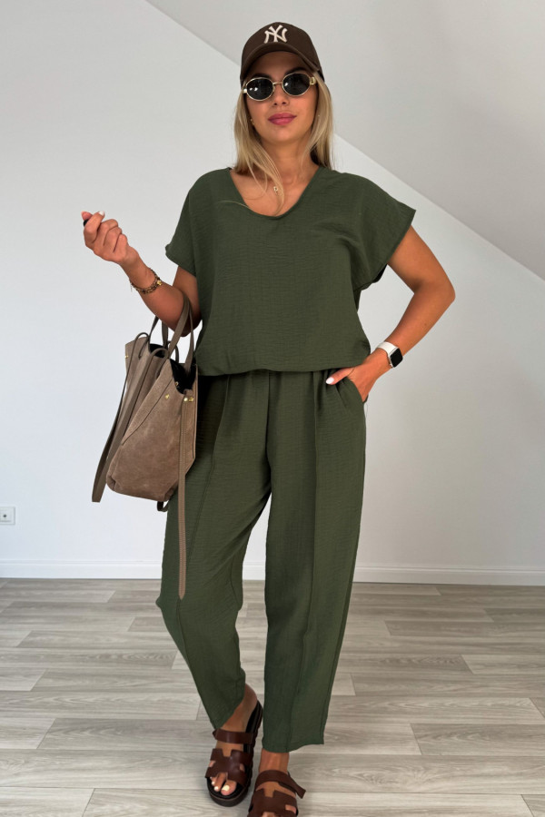 Komplet len z bawełną MARGO khaki 5