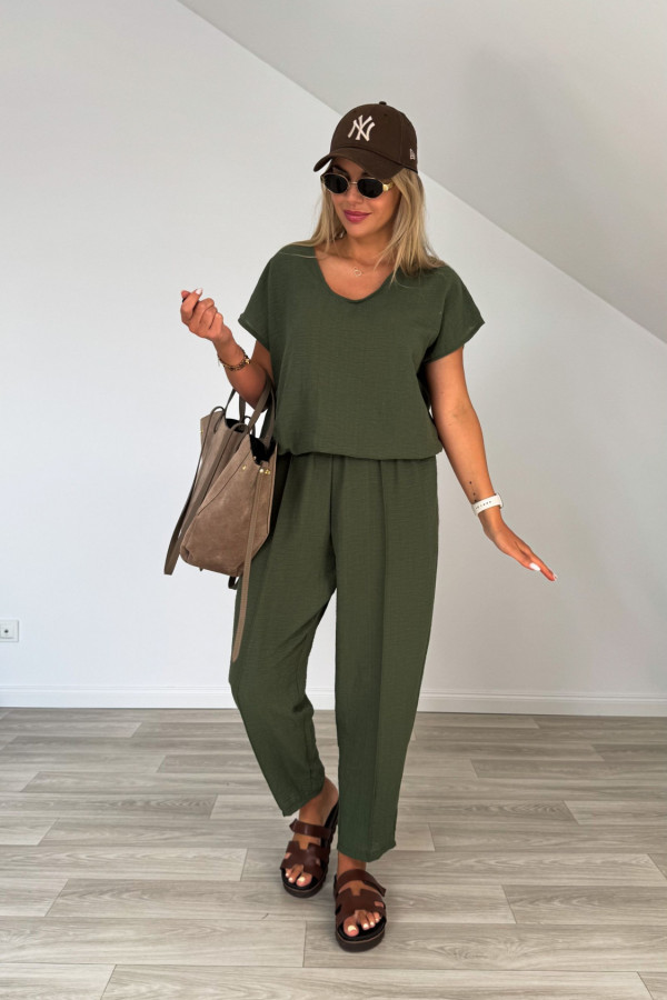 Komplet len z bawełną MARGO khaki 6