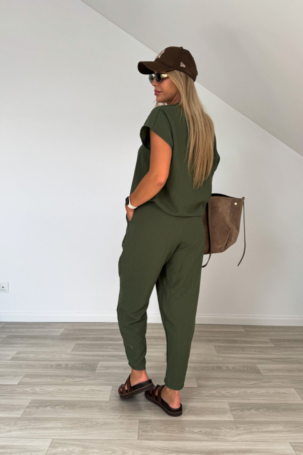 Komplet len z bawełną MARGO khaki 7