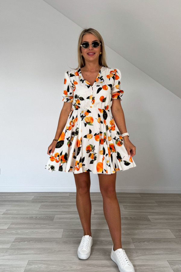 Sukienka ALENA kremowa w cytryny 1